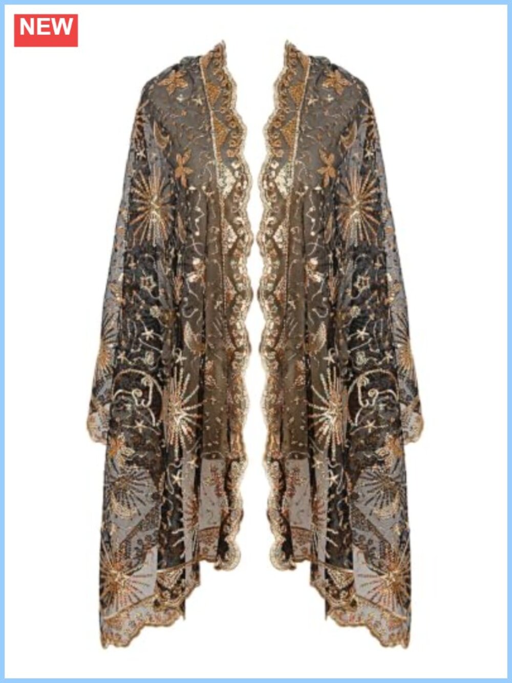 Fringed Sequin Evening Shawl Wrap 1920s Gatsby Party Scarf